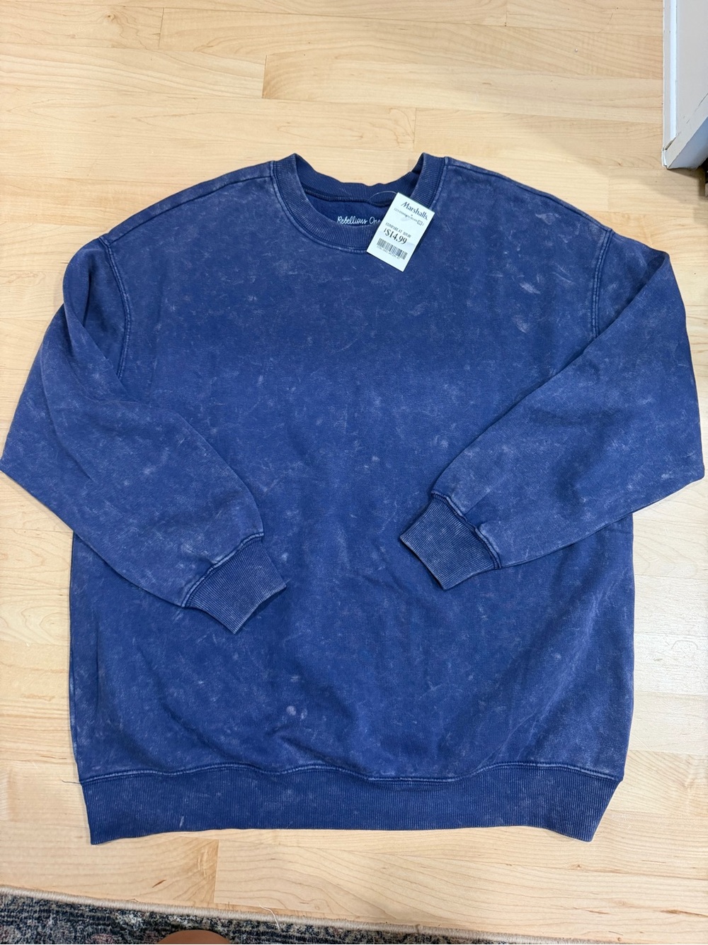 Rebellious One Women's Washed Navy Blue Crewneck Sweatshirt
